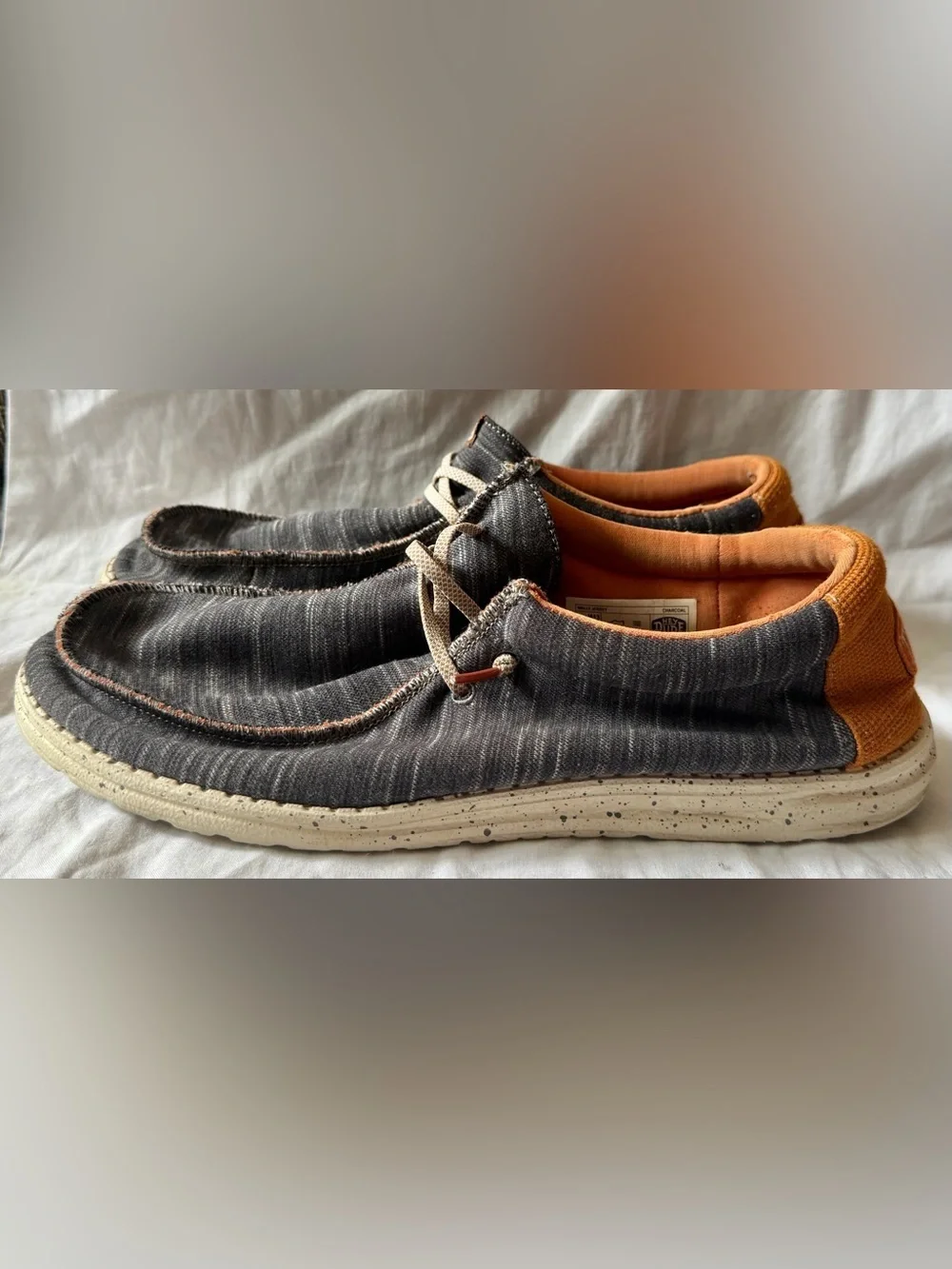 Hey Dude Wally Jersey Shoes Charcoal Slip On Lightweight 40169-025 Mens Size 13